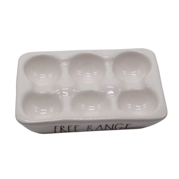 NEW Rae Dunn Artisan Farmhouse FREE RANGE 6 Count Ceramic Egg Holder - Picture 5 of 7